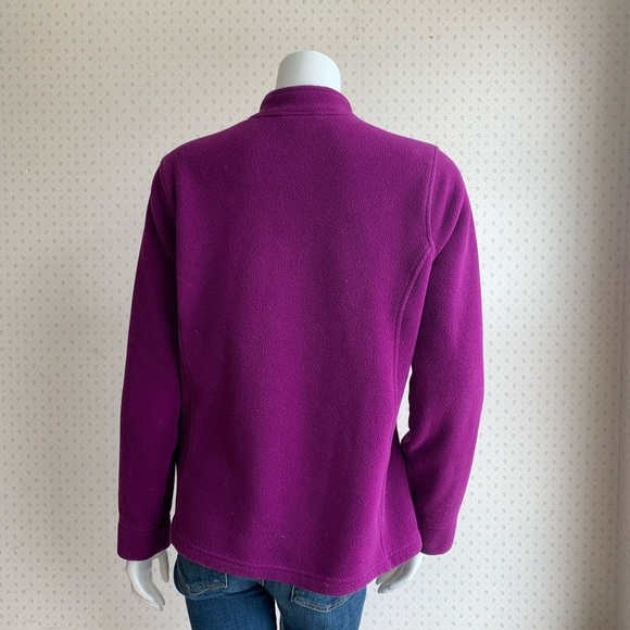 LL Bean Purple Button Down Fleece Jacket sz Medium PW5 - Picture 3 of 6